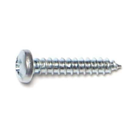 Sheet Metal Screw, #4 X 5/8 In, Zinc Plated Steel Pan Head Combination Drive, 100 PK